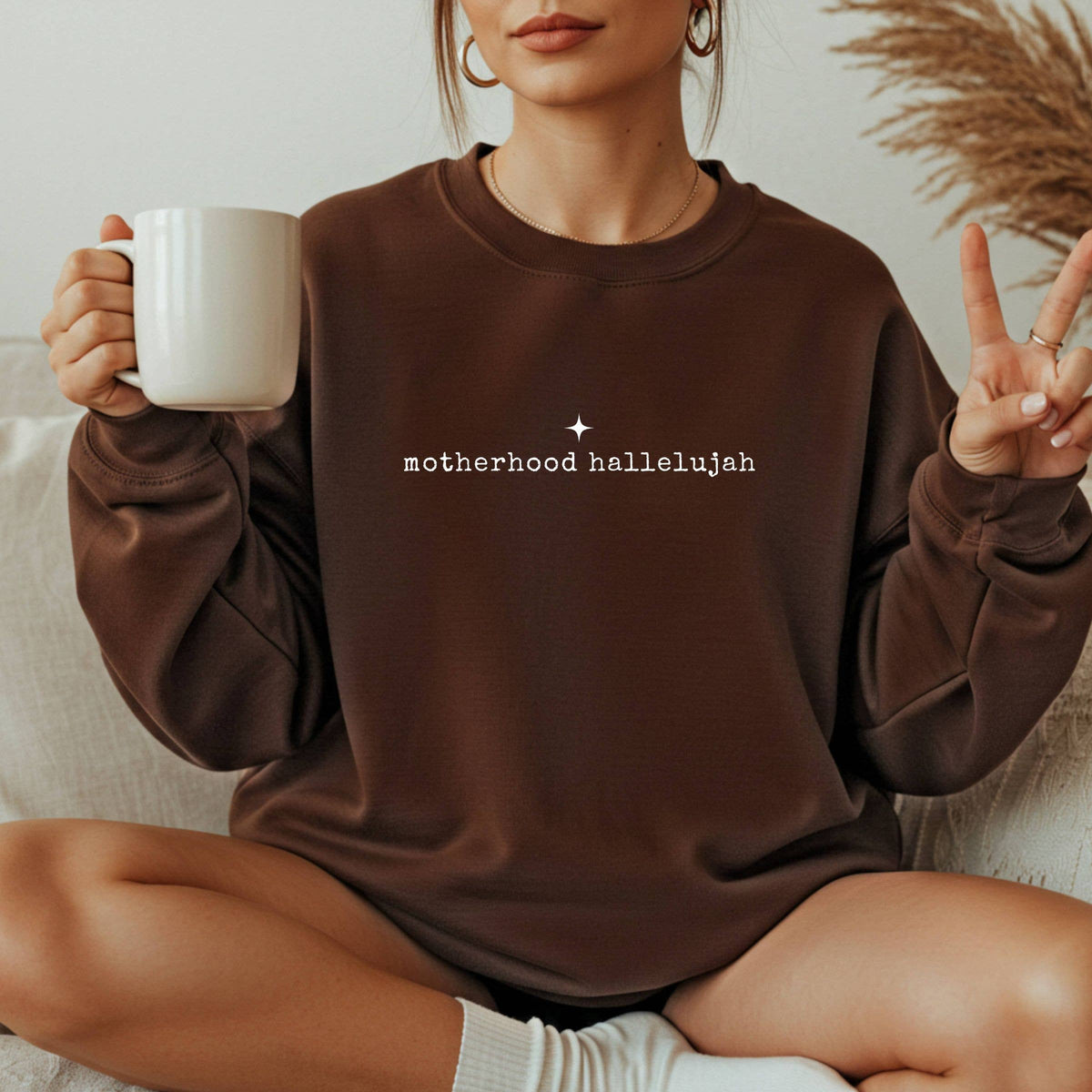 Motherhood Hallelujah Mom Graphic Fall Sweatshirt