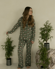 Long Sleeve Women's Bamboo Pajamas | Santa Checkerboard