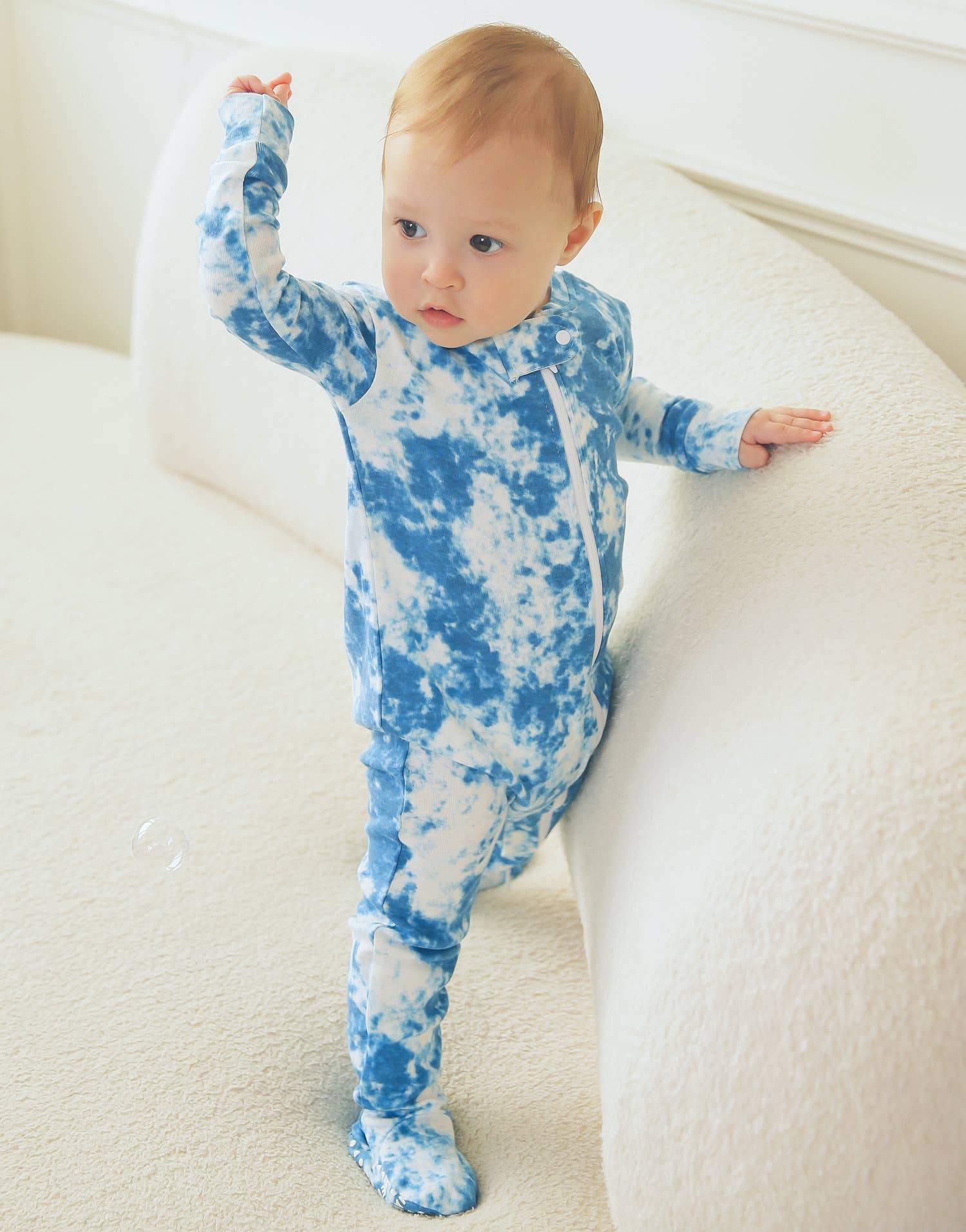 Cotton 2-Way Zip Baby Infant Footie Pajama-Prism Blue