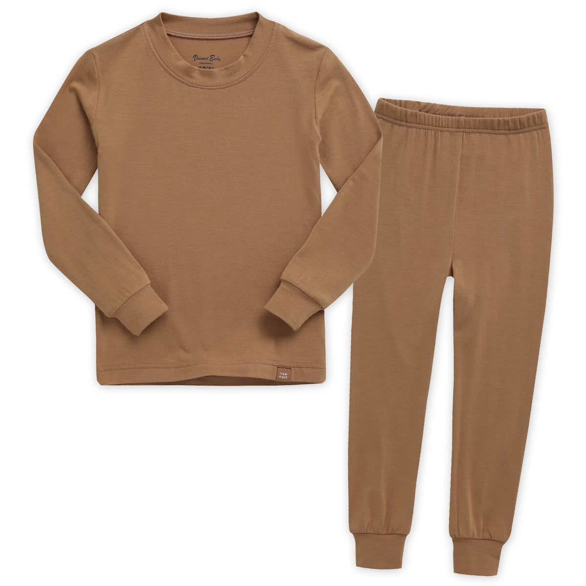 Modal Long Sleeve Pajama Set for Kids Camel