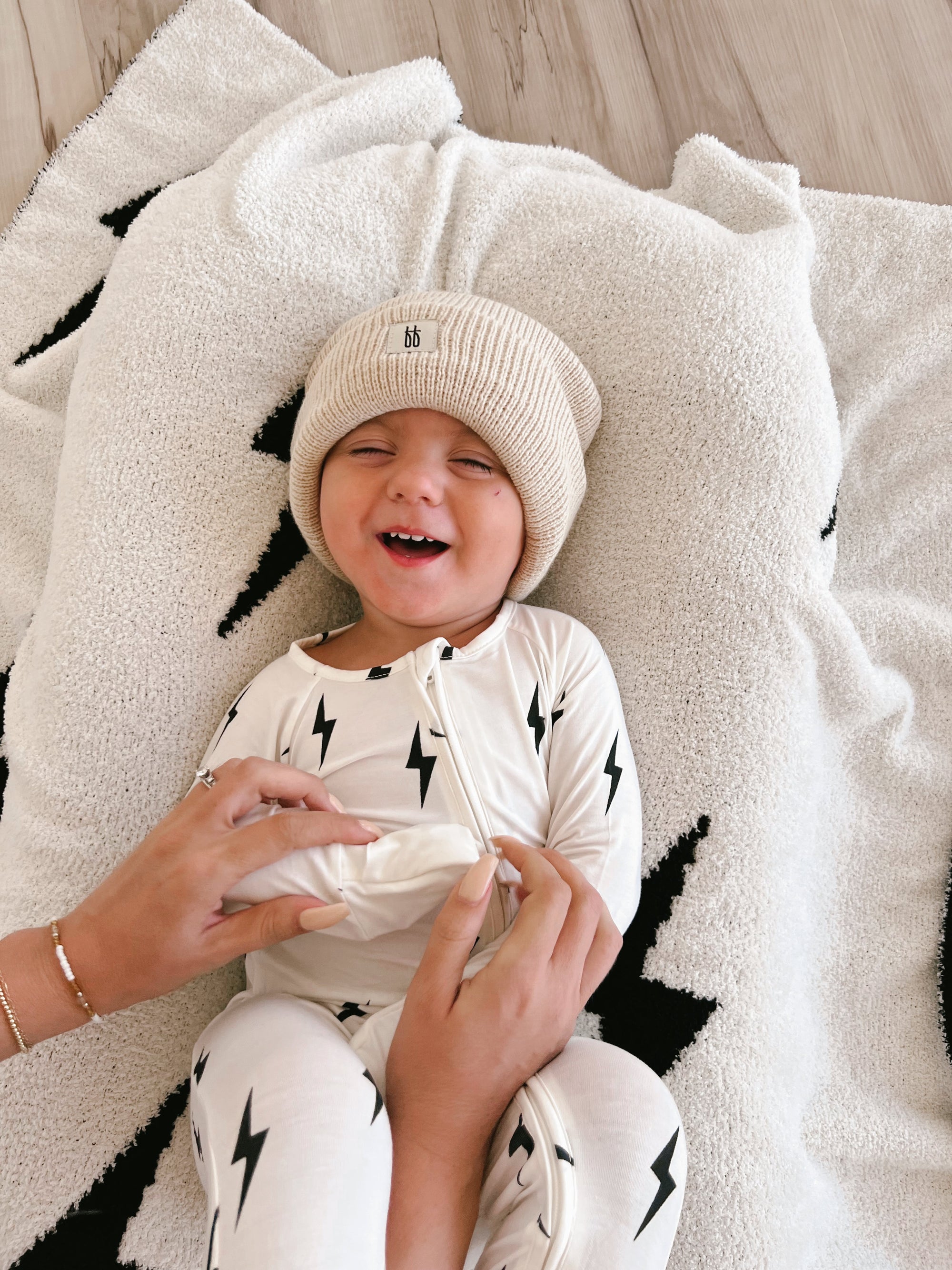 Bamboo Zip Pajamas | White &amp; Black Lightning Bolt
