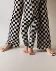 Bamboo Zip Pajamas | Black Checkerboard