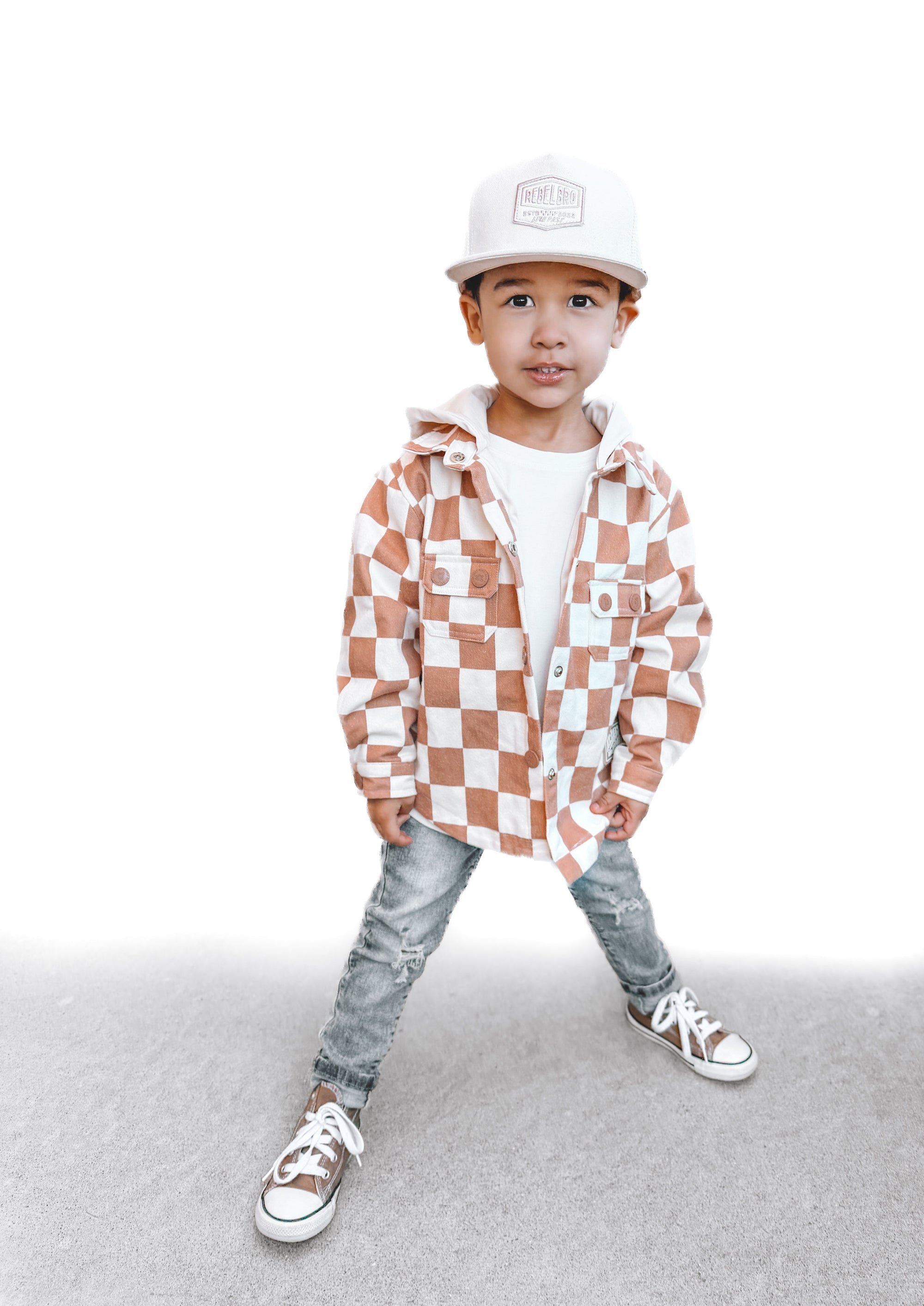 Hooded Flannel in Neutral Checkered