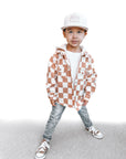 Hooded Flannel in Neutral Checkered