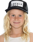 Youth Locals Only Trucker Hat in Black
