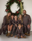 Men's Bamboo Button Up Lounge Set | Holiday Stripe