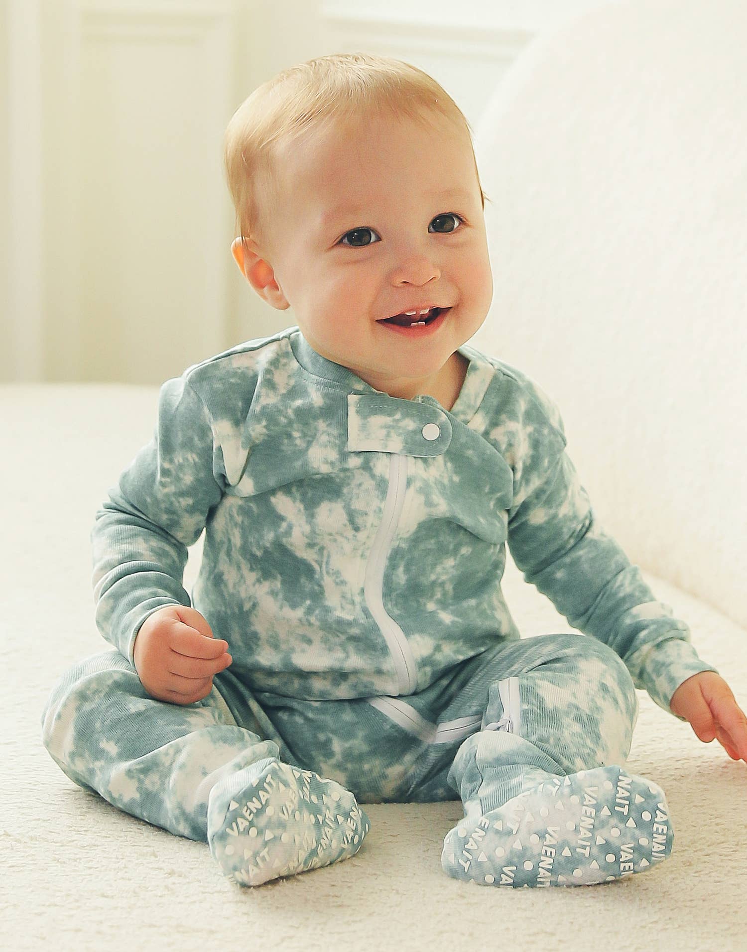 Cotton 2-Way Zip Baby Infant Footie Pajama-Prism Sky