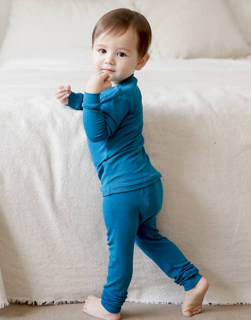 Modal Peacock Blue Long Sleeve PJs