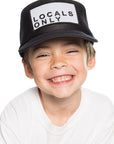 Youth Locals Only Trucker Hat in Black