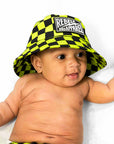 Hydro Bucket Hat in Neon Electric Lime + Black Checkered || PREORDER