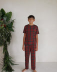 Youth Straight Leg Bamboo Pajamas | Christmas Plaid