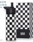 Black and White Checkered 18 oz Steel Water Bottle