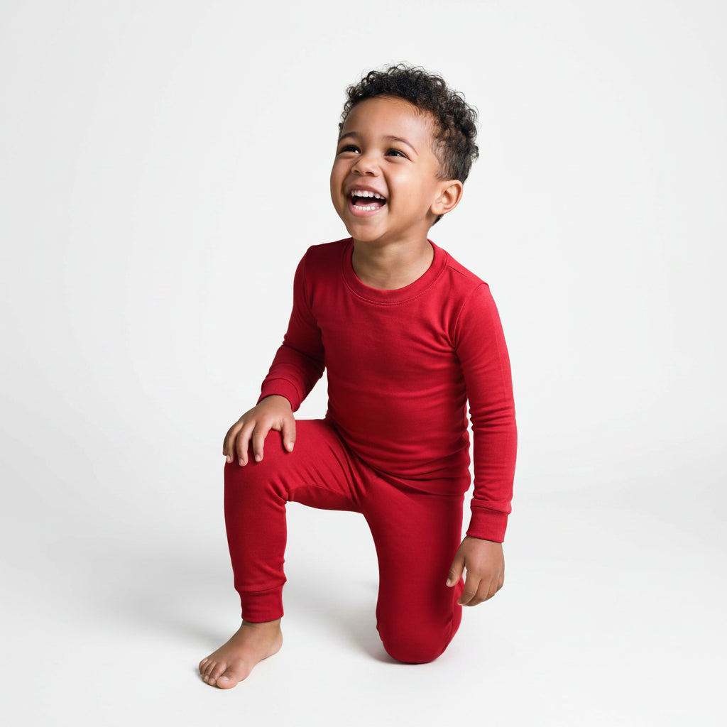 Bamboo Dark Red Long Sleeve PJs