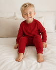Bamboo Dark Red Long Sleeve PJs