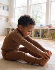 Modal Long Sleeve Pajama Set for Kids Camel