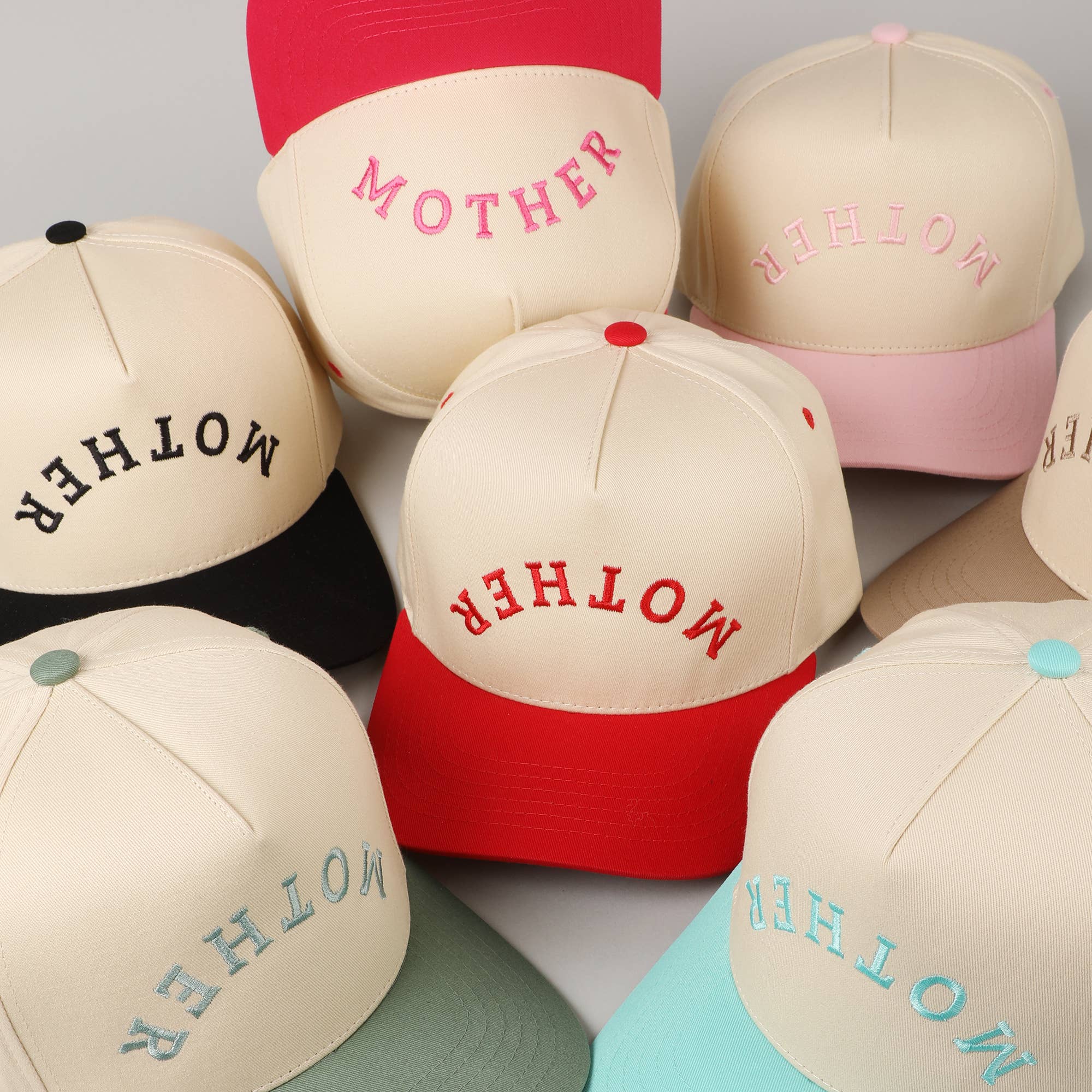 MOTHER Upside Down Lettering Embroidery Cap: Black / ONE SIZE