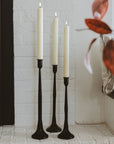 Black Cast Iron Taper Candle Holders, Set of 3 - Home Decor