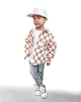 Hooded Flannel in Neutral Checkered