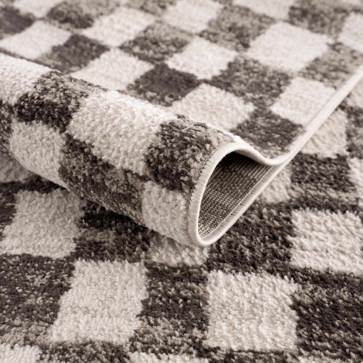 Benjy Cream &amp; Charcoal Checkered Area Rug