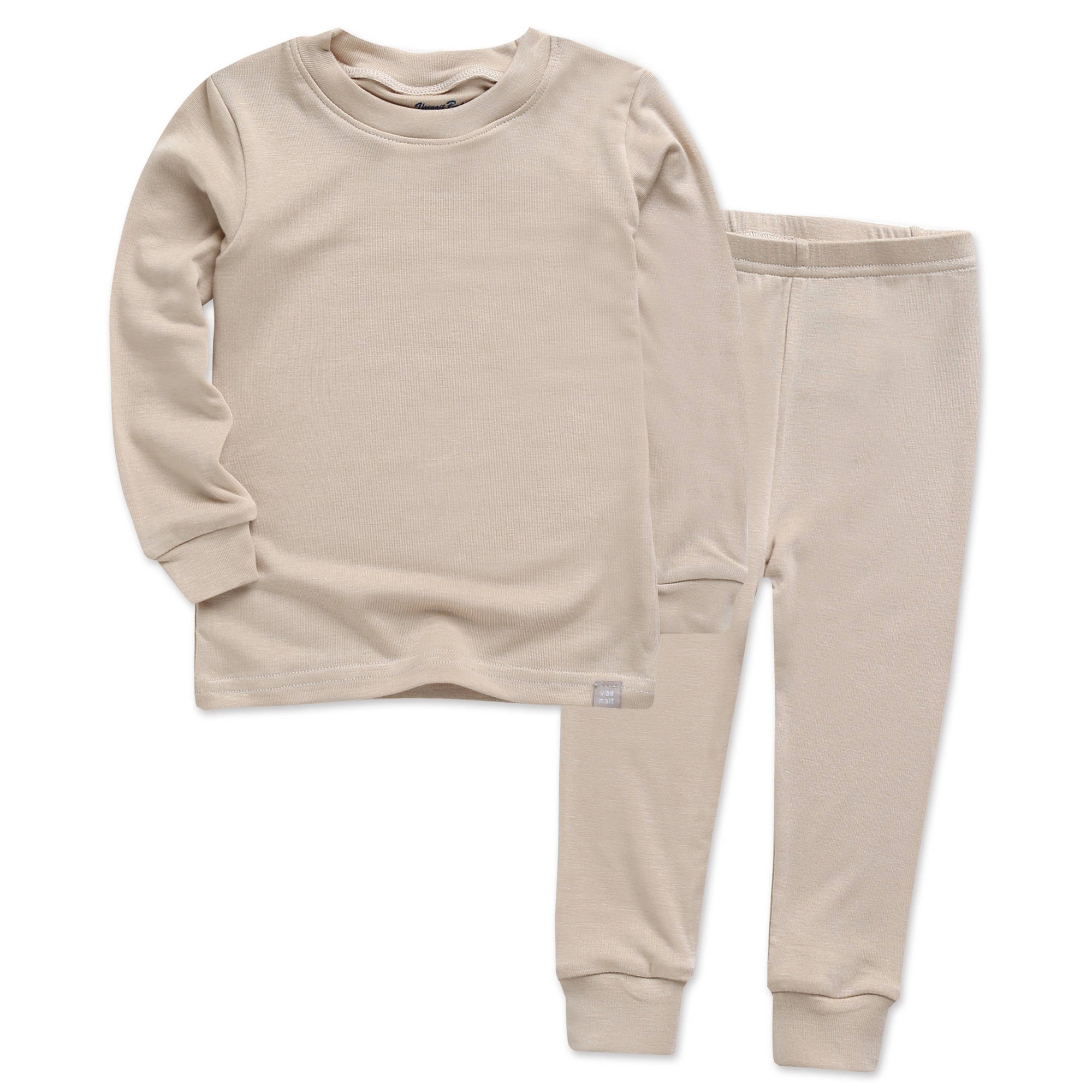 Modal Long Sleeve Pajama Set for Kids Beige