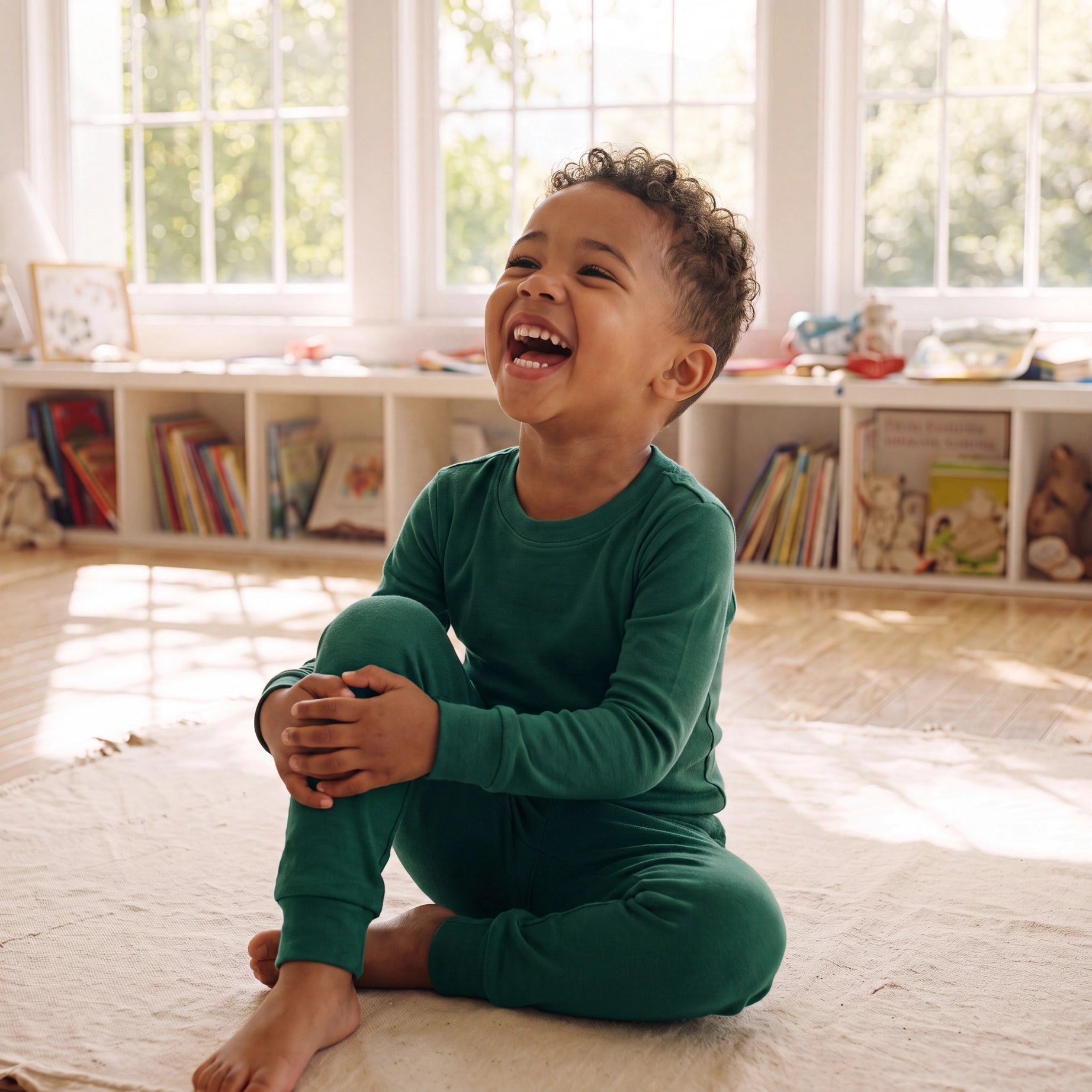 Bamboo Dark Green Long Sleeve PJs