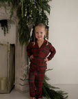 Girl's Bamboo Button Up Lounge Set | Christmas Plaid