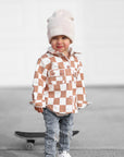 Hooded Flannel in Neutral Checkered