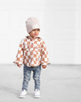 Hooded Flannel in Neutral Checkered