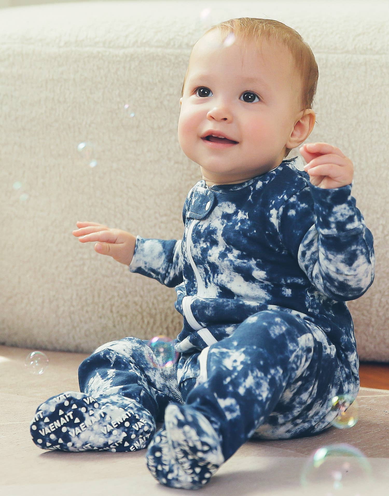 Cotton 2-Way Zip Baby Infant Footie Pajama-Prism Navy-C