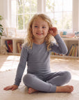 Modal Long Sleeve Pajama Set for Kids Grey