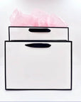 White with Black Border Paper Gift Bag w/ free tissue