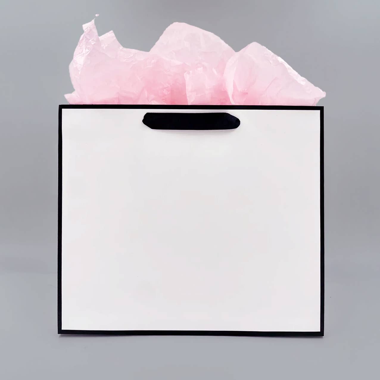 White with Black Border Paper Gift Bag w/ free tissue