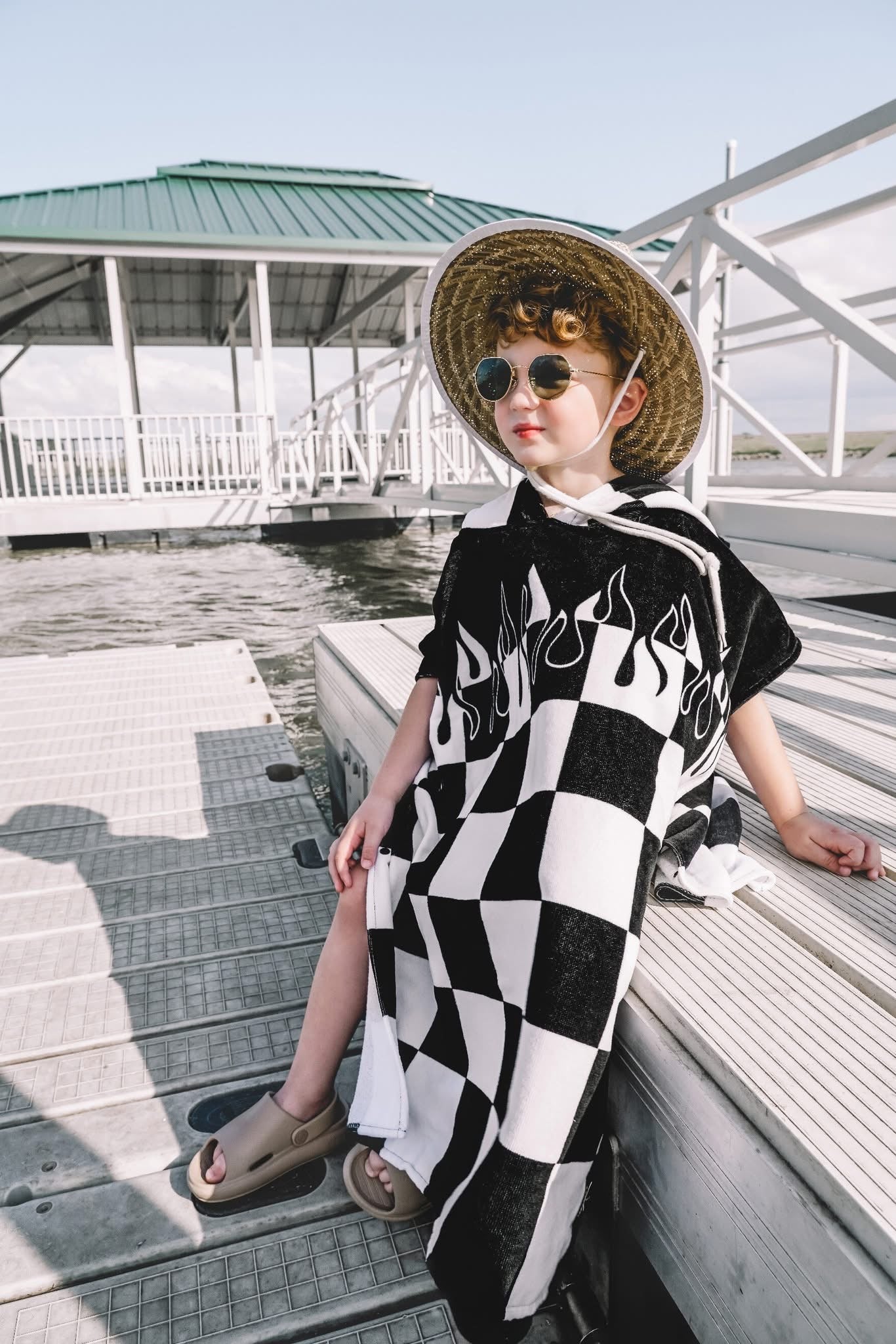 Checker Flame Hooded Towel