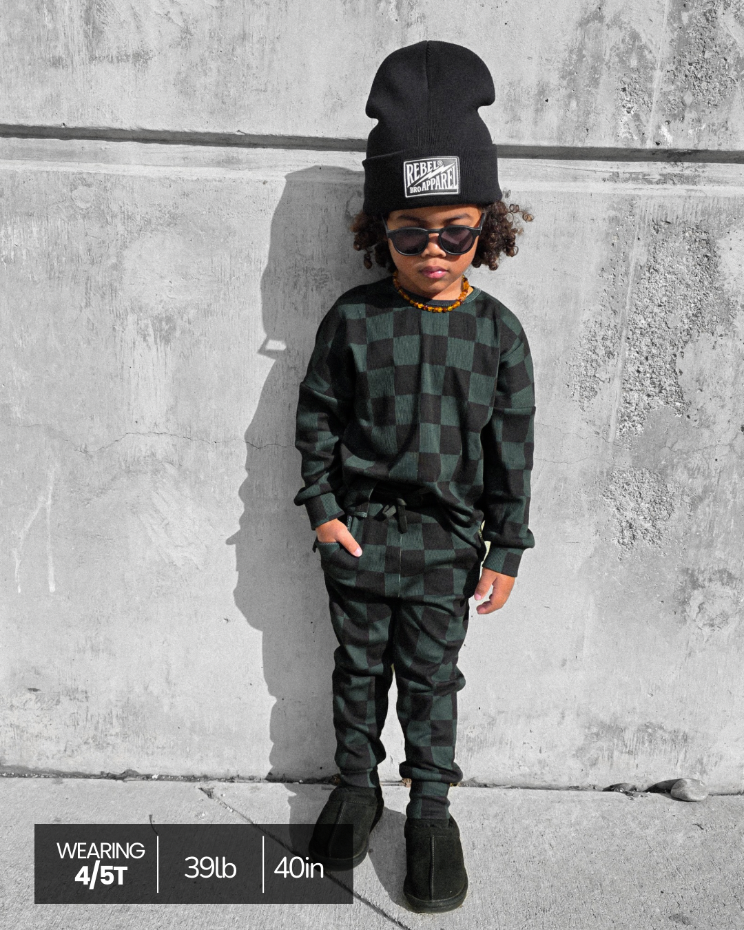 Organic Ribbed Set in Smoke + Midnight Emerald