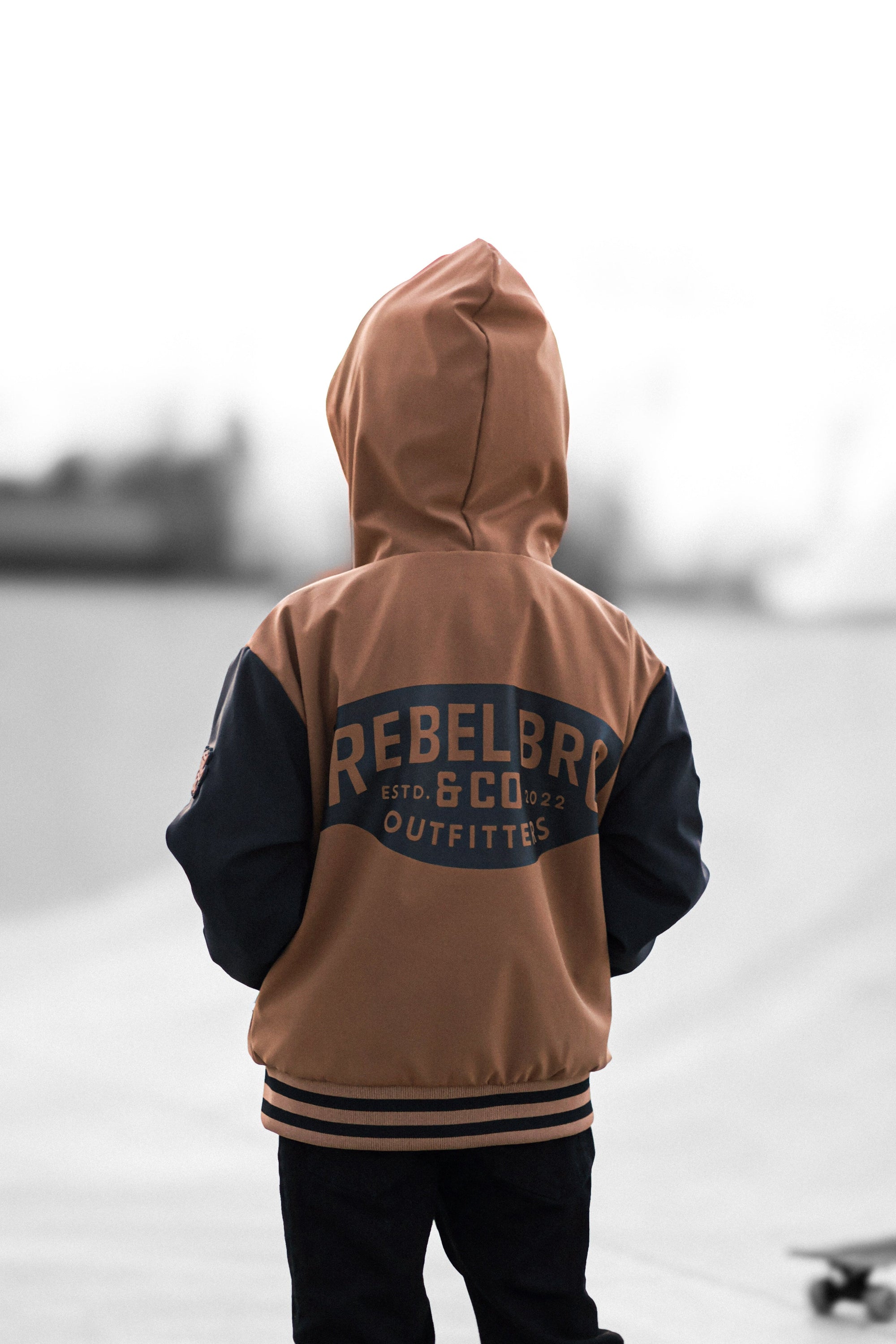 Hydro Letterman Jacket in Black + Rust