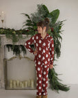 Girl's Bamboo Button Up Lounge Set | Vintage Santa