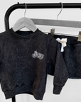 Moto Sweatshirt Acid Wash Black