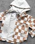Hooded Flannel in Neutral Checkered