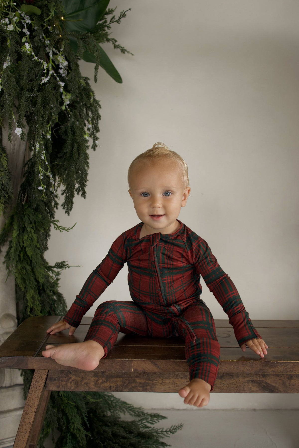 Bamboo Zip Pajamas | Christmas Plaid