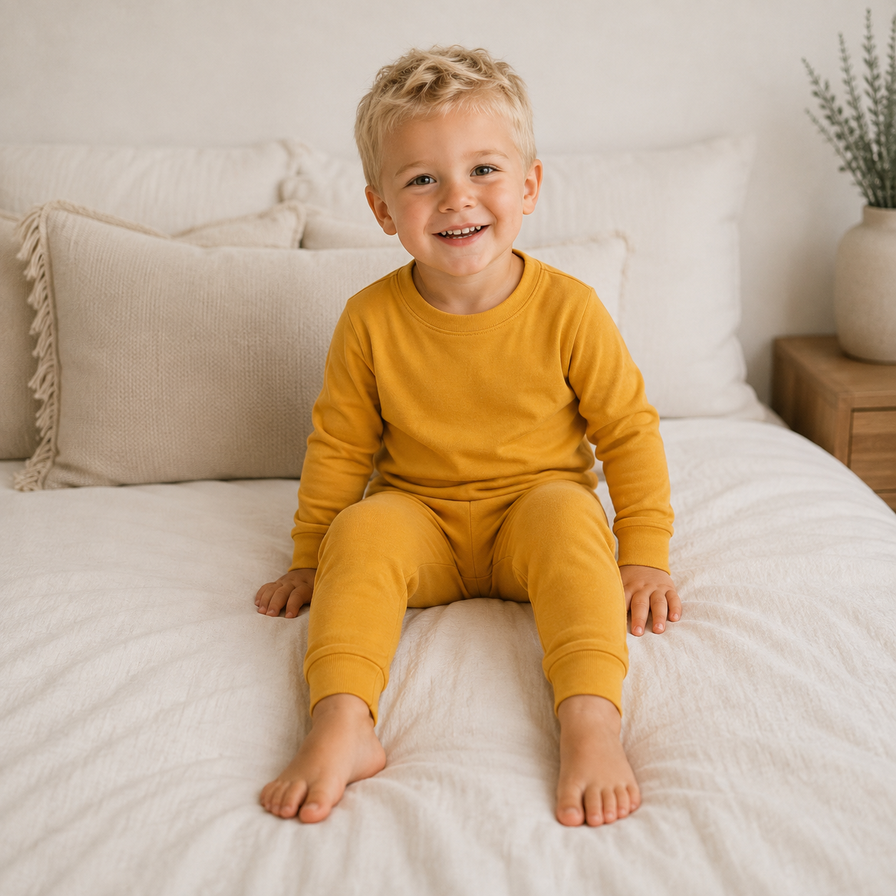 Bamboo Mustard Long Sleeve PJs