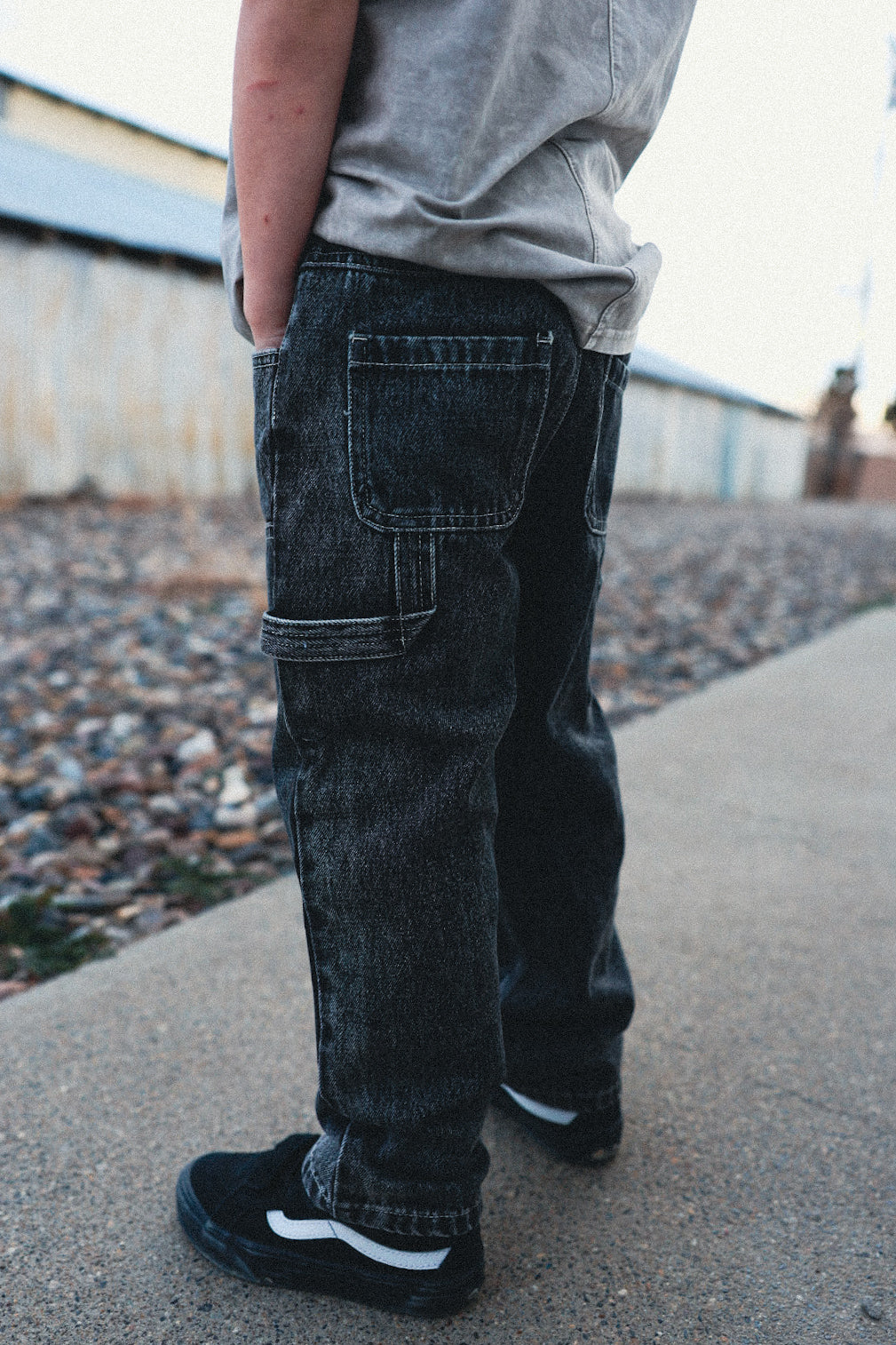 Double Knee Denim - Washed Black