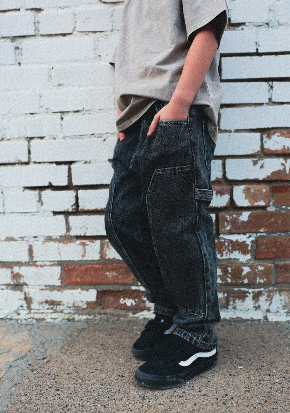Double Knee Denim - Washed Black