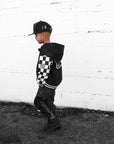 Hydro Letterman Jacket in Black + Cream Checkered