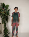 Youth Straight Leg Bamboo Pajamas | Holiday Stripe
