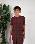 Youth Straight Leg Bamboo Pajamas | Christmas Plaid
