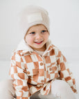 Hooded Flannel in Neutral Checkered