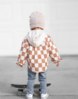 Hooded Flannel in Neutral Checkered