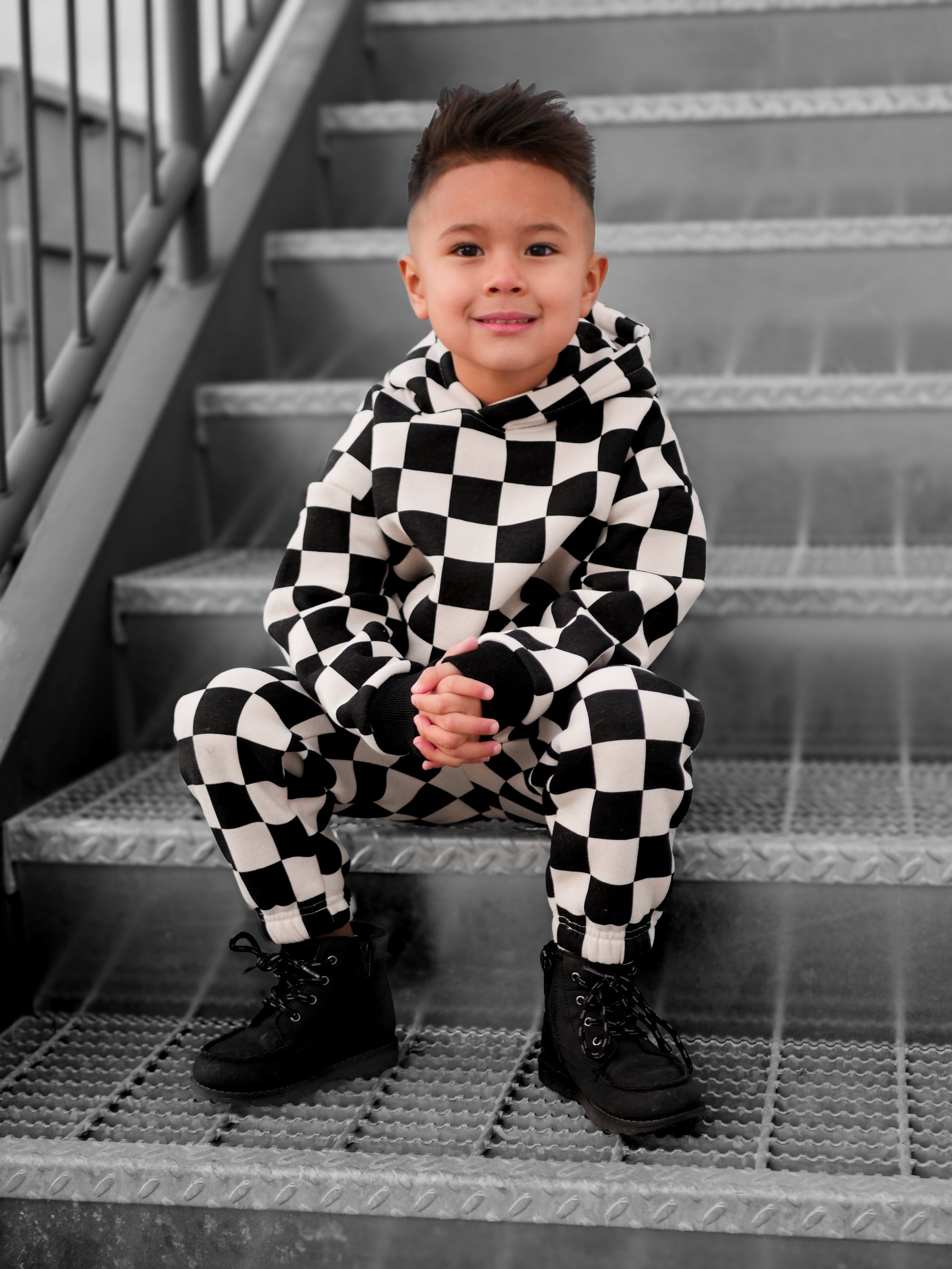 Fleece Hoodie + Sweatpants Set in Venice (Checkered)