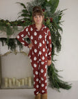 Girl's Bamboo Button Up Lounge Set | Vintage Santa