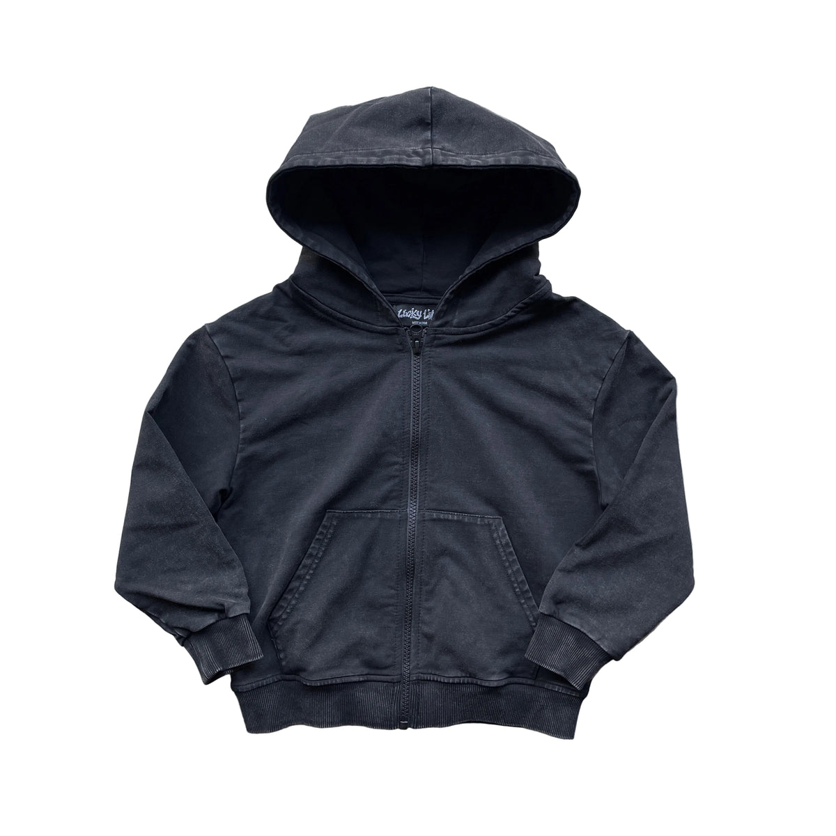 Washed Black Zip-Up Hoodie